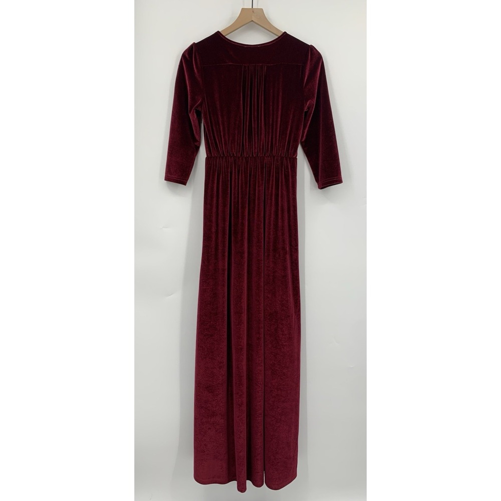 Baltic Born Dress Women Small Red Garnet Velvet Velour Maxi Romantic Evening NEW - Picture 3 of 10